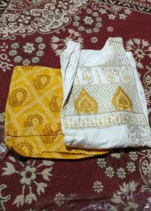Elegant White Kurta with Yellow Pants