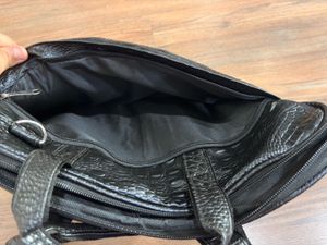 Premium Black Croc-Embossed Laptop Bag