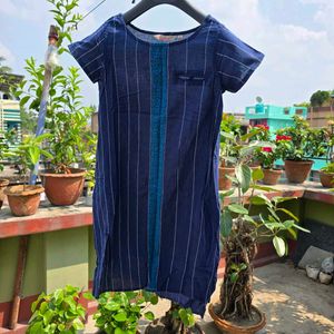 Navy Blue Striped Kurta