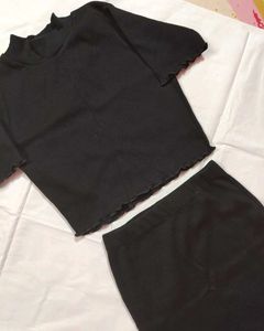 Ribbed Crop Top &amp; Skirt Set
