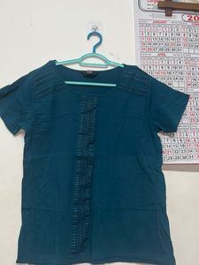 Teal Blue Embroidered Tunic Top