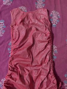 Sparkly Pink Ruched Mini Dress