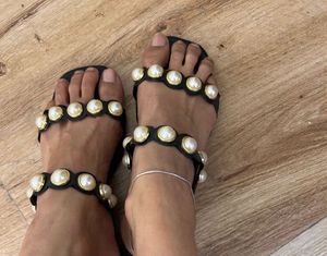 Black Pearl  Flat Sandals- 42 size