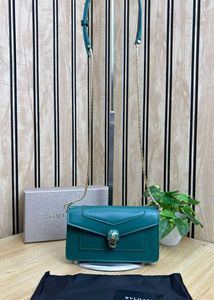 Bvlgari Green Leather Chain Shoulder Bag