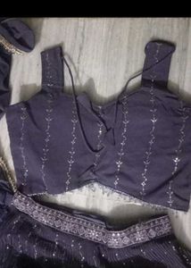 Beautiful Lavender Sequined Lehenga Set