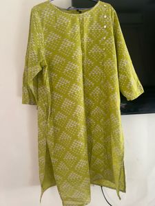 Lime Green Printed Kurta