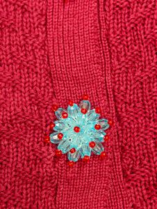 Zara Burgundy Knit Cardigan with Blue Buttons