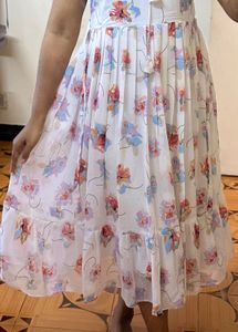New piece Customized Floral Print White Maxi Dress
