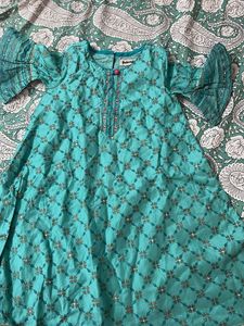 Beautiful Teal Kurta with Metallic Print