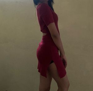Chic Short Sleeve Red Dress