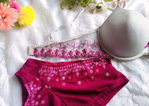 Cute Grey embroidery bra with brief 👍