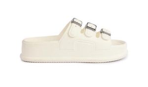 white flip flop slidders for women