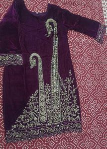 Purple Velvet Kurti