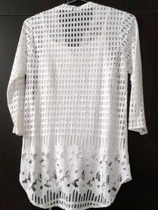 White Lace Overlay Tunic Top