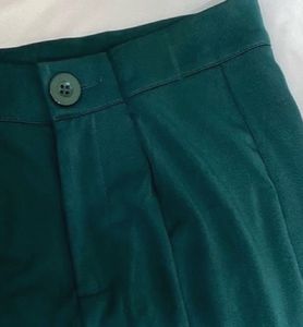 Green Slit Cut Pants