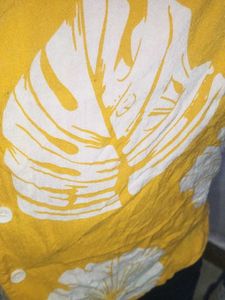 Yellow Floral Print Short Sleeve Shirt