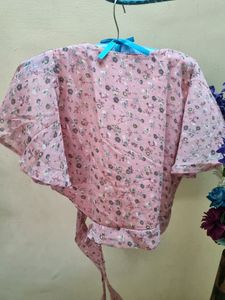 Price Drop!! Pink Crepe Tie Top