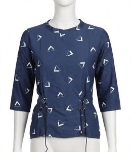 Geometric Print Lace-Up Top