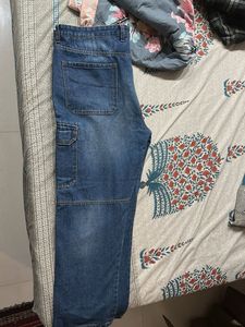 Men's Blue Denim Cargo Jeans totally new
