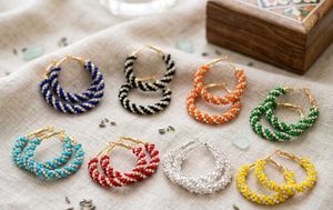 Beaded Hoop Earrings Set