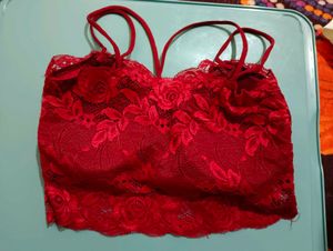 Red Lace Bralette Top