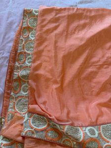 Orange Silk Blouse with Embellished Sleeves