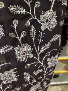 Embroidered burgundy suit set