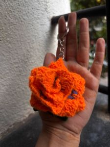 Handmade Crochet Flower Keychain 🌼🧡🧶