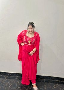 Vibrant hot pinkEmbellished indowestern dress