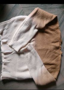 Cream &amp; Tan Ombre Distressed Sweater