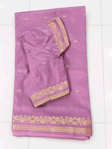 Beautiful Lavender Saree with Gold Border