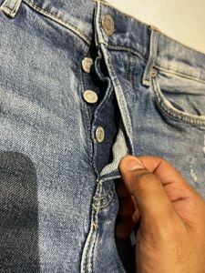 H&amp;M Slim Fit Denim With Red Inserts
