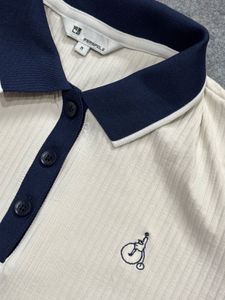 Cream Ribbed Polo T-Shirt