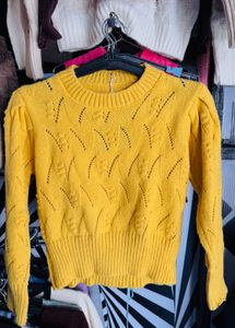 Yellow Knit Pullover Sweater
