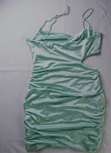 Light Blue Cutout Ruched Mini Dress