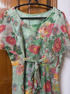 Light Green Floral Print Maxi Dress