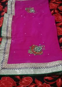 Vibrant Pink Embroidered Saree