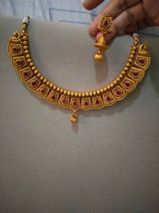 Elegant Gold Necklace with Earrings Set