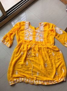 Vibrant Yellow Embroidered Kurta