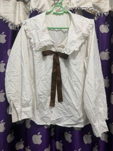 White Ruffled Collar Blouse