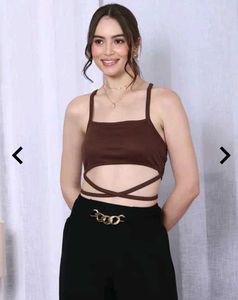 Brown Tie Up Crop Top