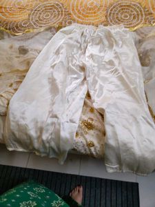 Elegant White &amp; Gold Embroidered Dress