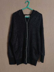Sparkly Knit Zip-Up Hoodie