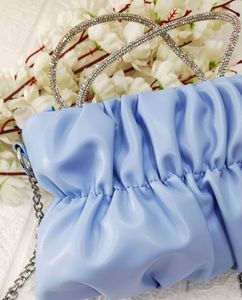 Baby Blue Ruched Chain sling Bag
