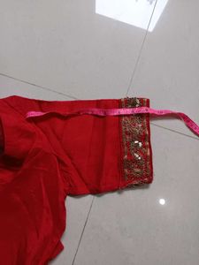 Embroidered Red Silk Blouse
