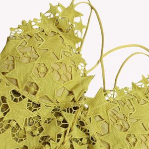 Yellow Star Lace-Up Crop Top