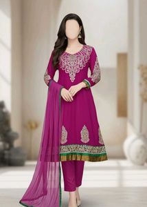 Pink Embellished Kameez and Dupatta