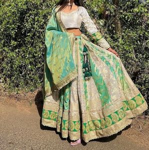 Elegant Green & Gold Lehenga Choli Set