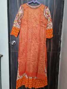 Elegant Orange Ethnic Gown