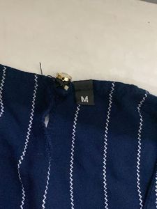 Blue Striped Button-Up Tunic Top